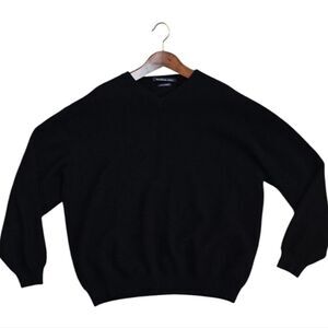Northern Isles 2-ply Cashmere Classic Black V-Neck Sweater for Men XXL